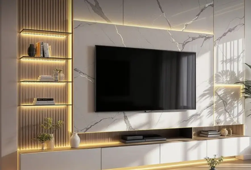 Custom interior design detailing for modern homes Custom interior design detailing for living room and wardrobe in Navi Mumbai apartment