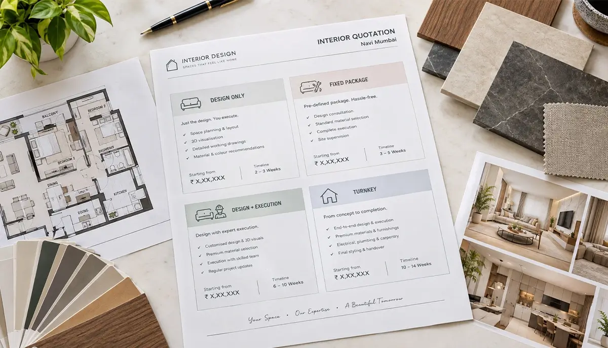 Different interior designer pricing models for home interiors