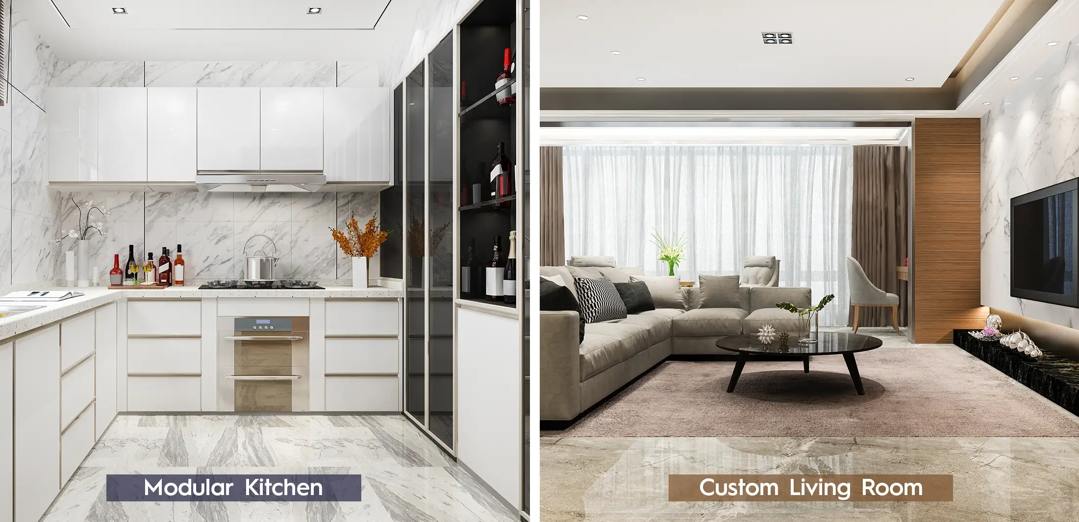 Modular vs custom interior design comparison Modular vs custom interior design comparison for 1BHK and 2BHK homes in Navi Mumbai