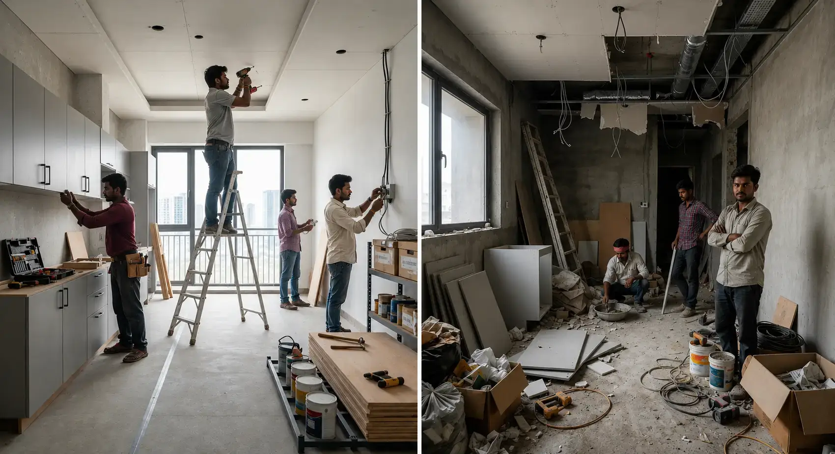  Comparison between organized and delayed apartment interior execution work